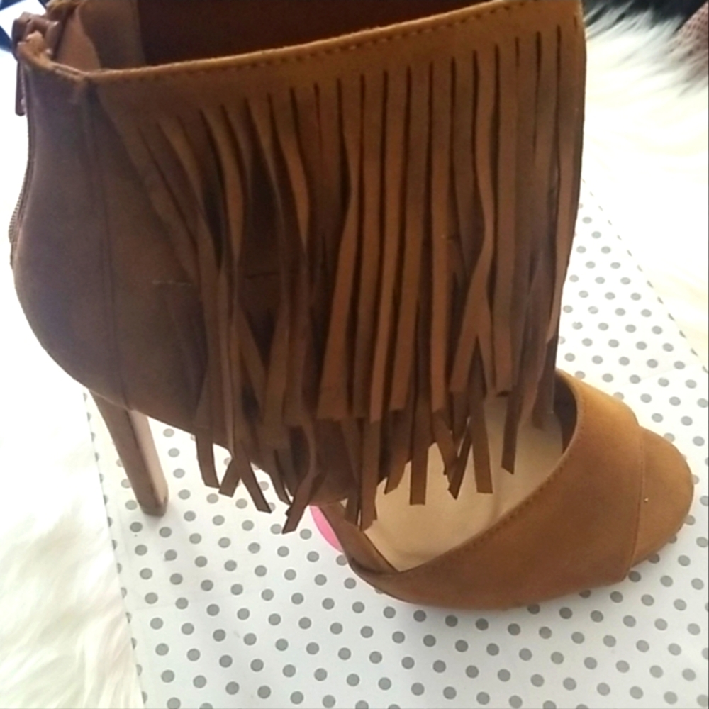 Fringe Peep-Toe Heels